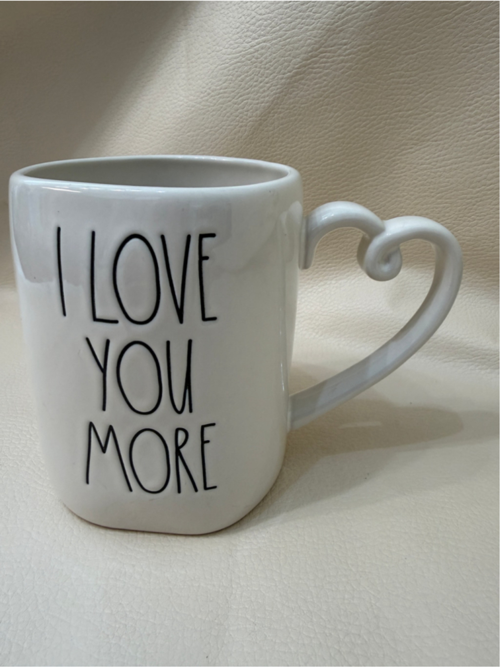 Rae Dunn I Love You More Mug Heart Handle Magenta Valentine Wedding Coffee